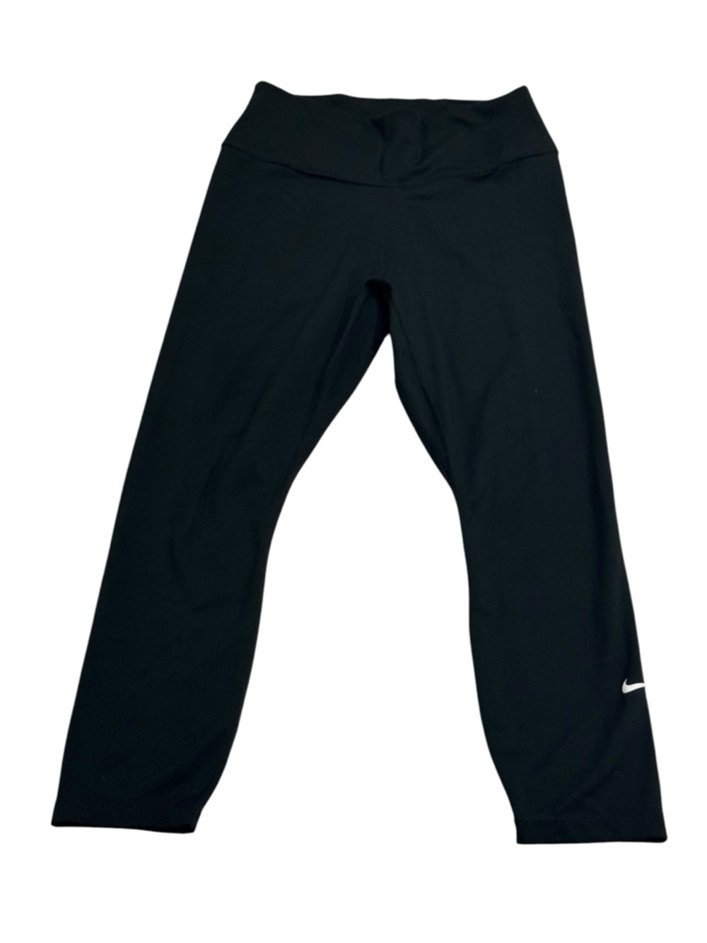 Nike Dri-fit Ankle Athletic Leggings Black with White Swoosh 22 inch inseam